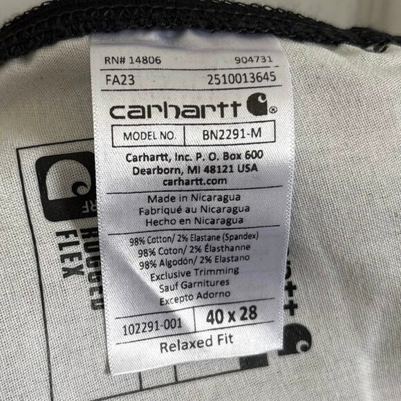 Carhartt Black Relaxed Fit Rugged Flex Work Pants 40x28 - Picture 10 of 12